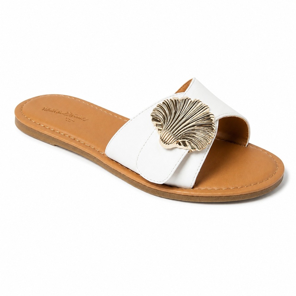 Women's Universal Thread Nesryn Shell Slide Sandals White Size 8.5 New With Tags